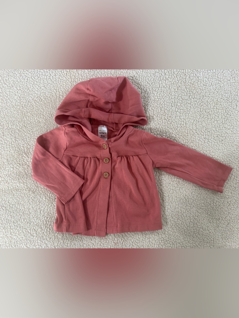Carter's Hooded Baby Cardigan in Dusty Rose